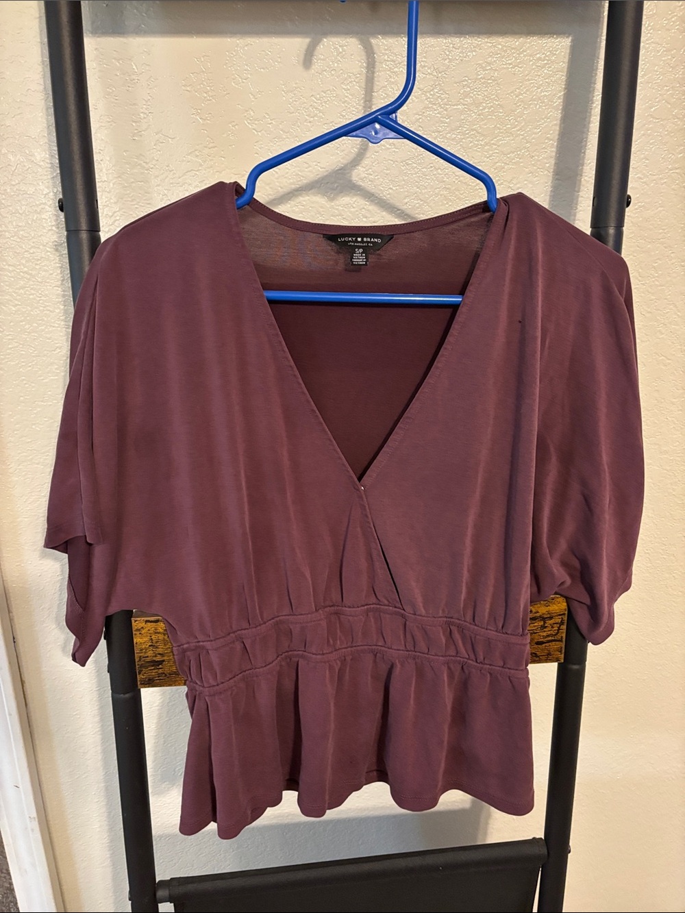 Lucky Brand Plum V-Neck Peplum Blouse